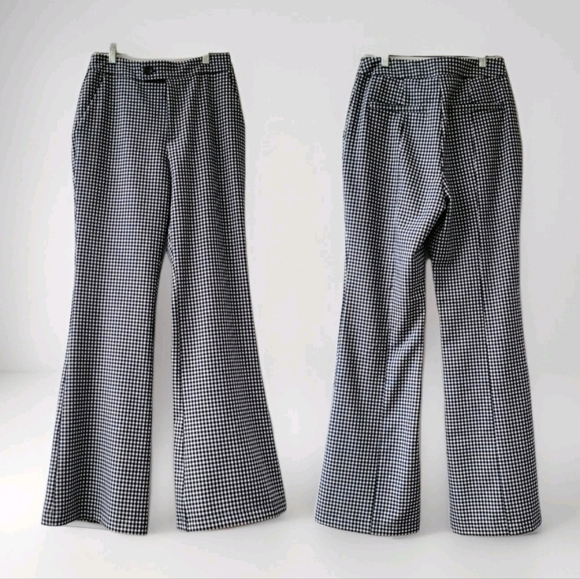 Avec Les Filles Black and White Checkered Flare Pants Size 6 High Waist Neutral - Picture 1 of 14